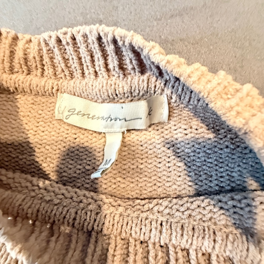 Generation K Women Beige Knit Crew Neck Long Sleeve Pullover Sweater Size M - Picture 6 of 14